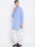 Vastramay Men's Blue Cotton Blend Kurta and Dhoti Set